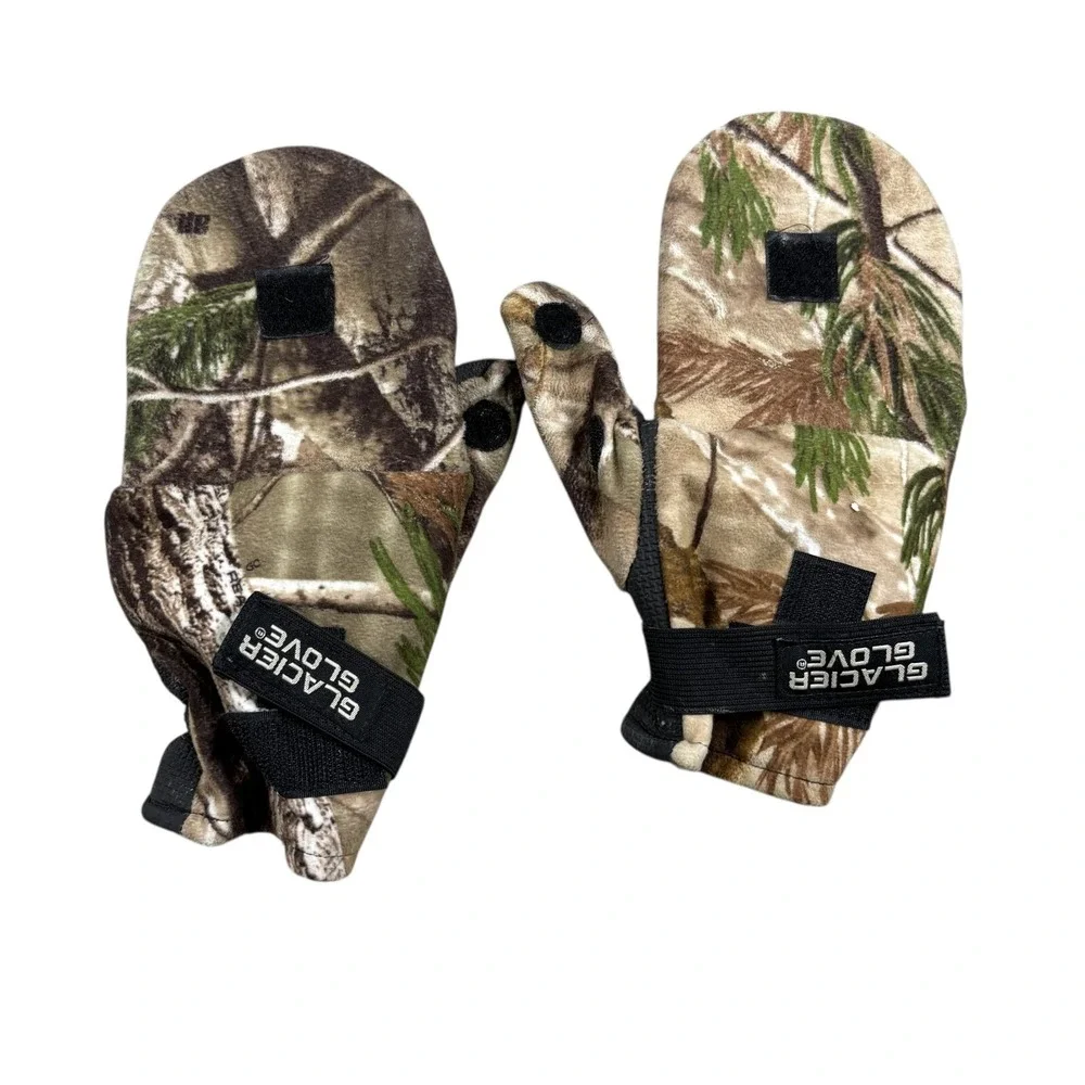 Glacier‎ Glove Camo Flip Mitts Realtree Fold-Over Finger Hunting Gloves Sz Large